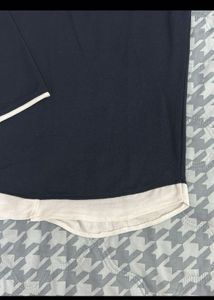 Navy Blue Long Sleeve Collared Top