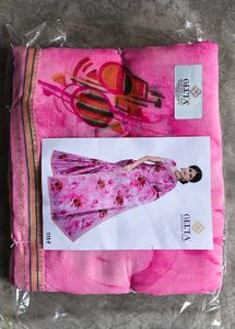 Pink Floral Print Saree
