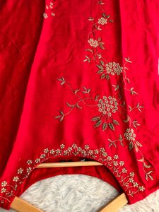 Elegant Red Embroidered Kurta Set