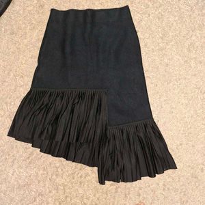 Black Skirt with Pleated Ruffles