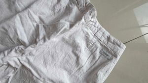 Cream Linen Blend Pants