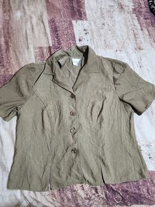 Shiny Pretty Button Down PLUS SIZE Top Party Offic
