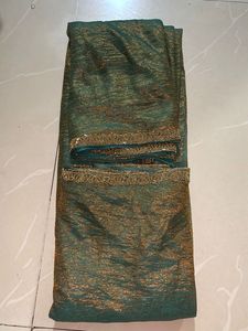 Jimmy choo Teal Saree with Gold Embellishments