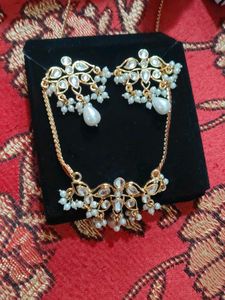 Elegant Pearl &amp; Crystal Kundan Set