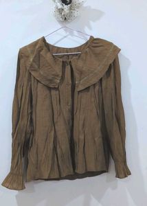 Brown Collared Blouse size xs-m