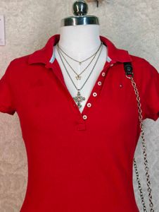 Red Tommy Hilfiger Polo Shirt