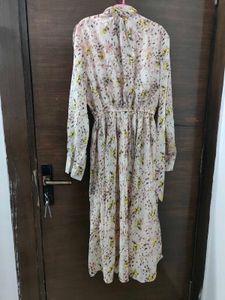 Women's Floral Pleated Midi Dress | Bow Tie Neck