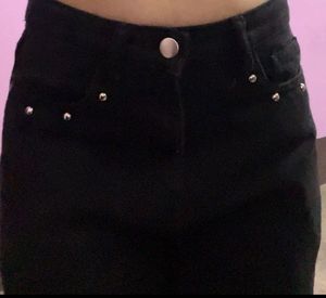 (studded)Black Wide Leg Jeans