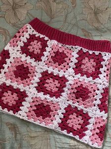 Handmade Granny Square Crochet Mini Skirt