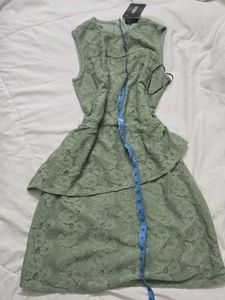 Lace sage green Peplum Dress