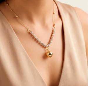 Gold Ball &amp; Crystal Necklace &amp; Earring Set