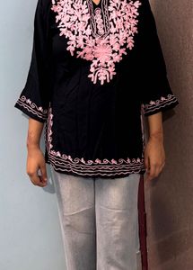 Black Embroidered Kurta