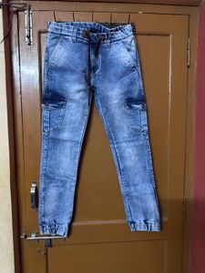 Acid Wash Denim Joggers