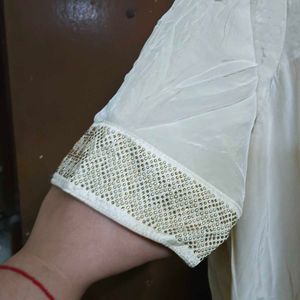 Elegant Cream Kurta with Pants Set