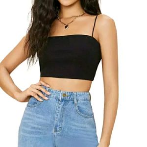 Women Black Crop Tank top..