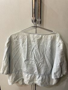 Light Wash Tie-Front Cropped Top