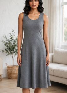 Grey Sleeveless Midi Dress