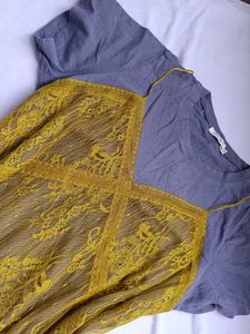 Sheer Lace Slip Dress with T-Shirt