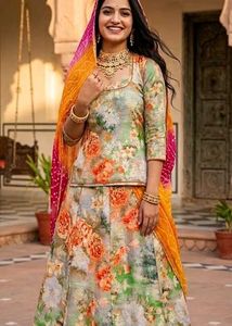 Floral Print rajputi suit