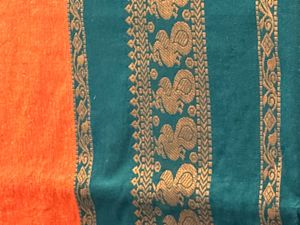Beautiful Orange &amp; Green Saree