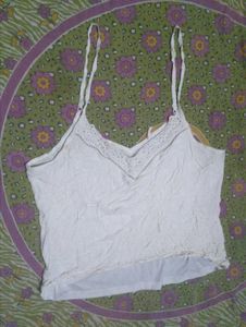 White Camisole Top with Lace Trim