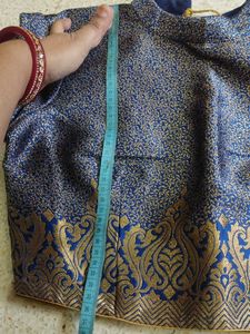 Elegant Blue Brocade Blouse
