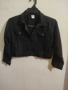 Black Cropped Denim Jacket