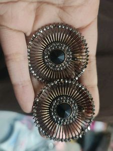 Stunning Oxidized Jhumkas with Black Stone