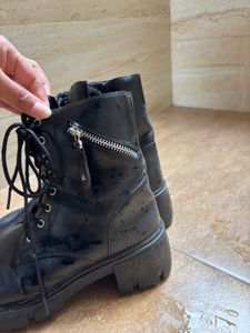 Black Lace-Up Combat Boots