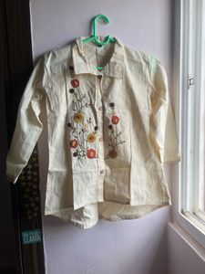 New Embroidered Cream Kurta