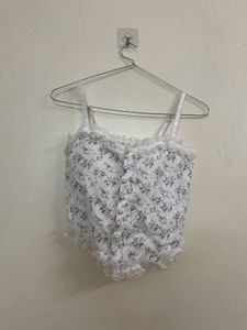 Floral Lace Trim Camisole Top