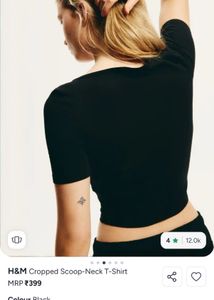 XXS H&amp;M Scoop Neck Cropped Tee