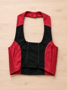 Black &amp; Red colour block cargo Co-ord Set