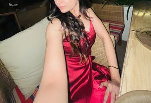 red satin party dress