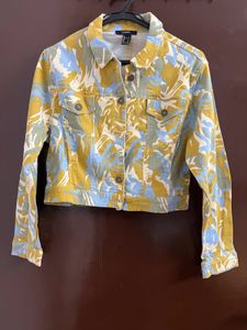 Forever 21 Floral Print Denim Jacket
