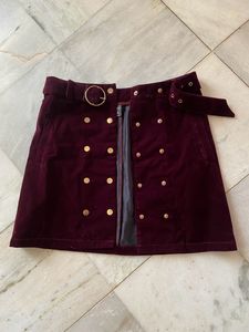 SHEIN maroon velvet mini skirt
