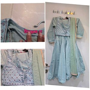 biba girls Beautiful Blue Anarkali Set
