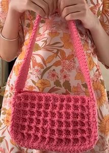 Waffle Crochet Shoulder Bag