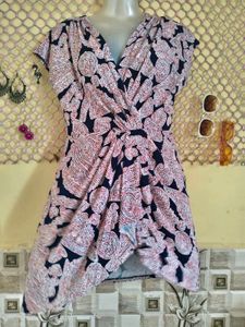 Boho Paisley Twist-Front Mini Dress
