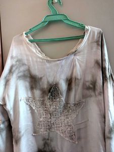 Boho Sequin y2k Star Detail Tie Dye Top