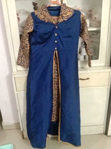 Royal Blue Embroidered Kurta and skirt Set