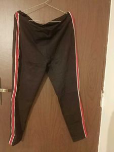 Black Track Pants with Red Stripes