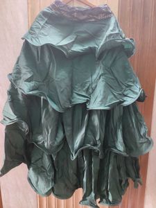 Designer Black blouse &amp; Bottle Green Ruffle Leheng