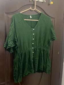 Olive Green Button-Down Top
