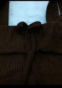 Cute Brown Scalloped Crop Top