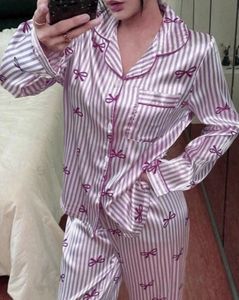 Cute Striped Bow Pajama Set
