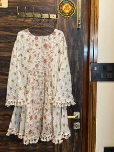 White Floral Embroidered Kurta and sharara