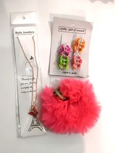 Cute Eiffel Tower Necklace &amp; Hair Clips