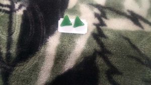 green triangle shaped earings