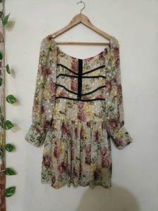 Floral Print Long Sleeve Mini Dress